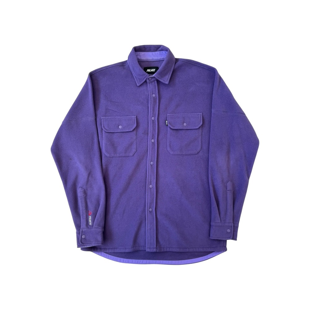 Palace Polartec Lazer Shirt Mens Small Purple Good Fleece Button Up Logo
